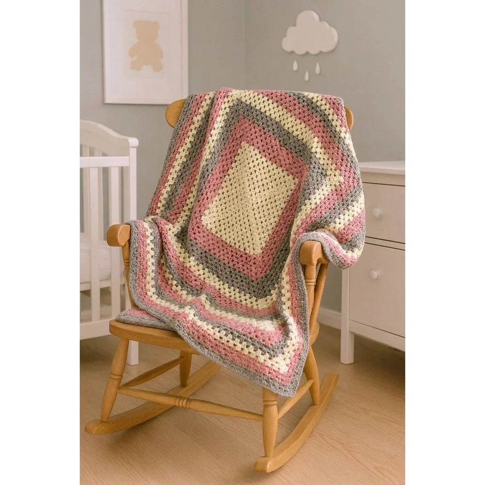 Granny Square Crochet Blanket Throw 54